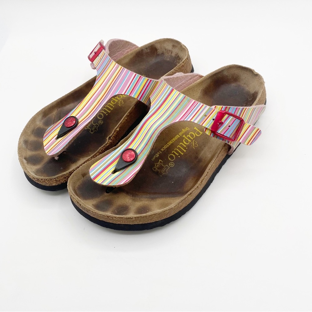 Birkenstock Papillio Pink Yellow Sandals with Cork Footbeds Comfy Casual Sz6-6.5 - Picture 1 of 9